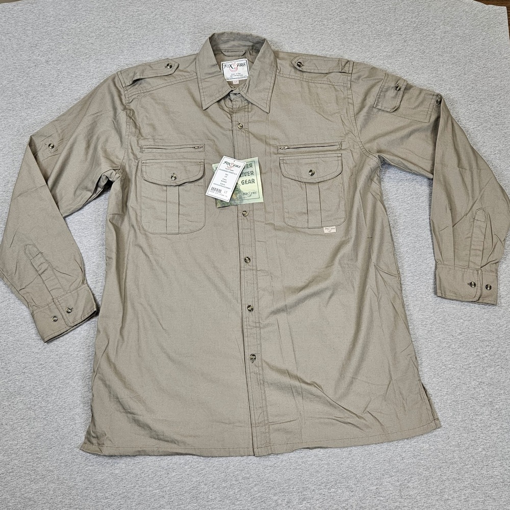 Fox Fire Thunder River Gear Passport Shirt Khaki Tall Large LT NWT Utility Shirt